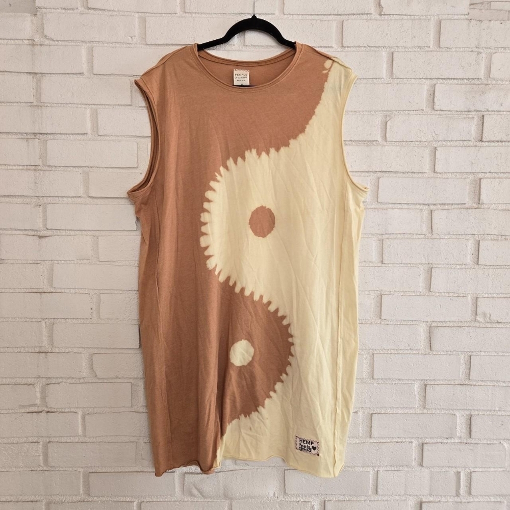 people of leisure hemp cotton mini dress. Yin & Yang patterned tie dye. super so